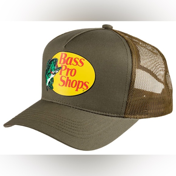 Bass Pro Shops Mesh Trucker Cap - Olive - Picture 1 of 8